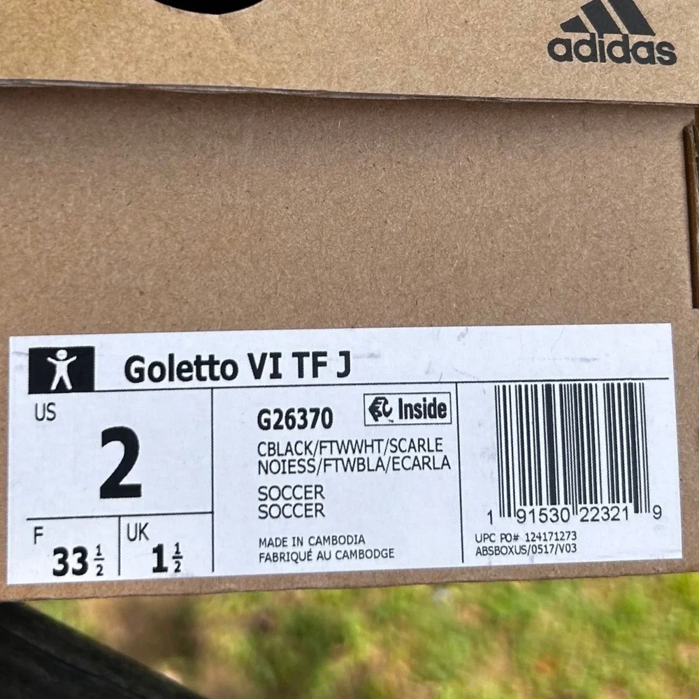 Adidas Soccer Cleats Goletto VI TF J 2 Black Turf Shoes Sport Athletic Cleats